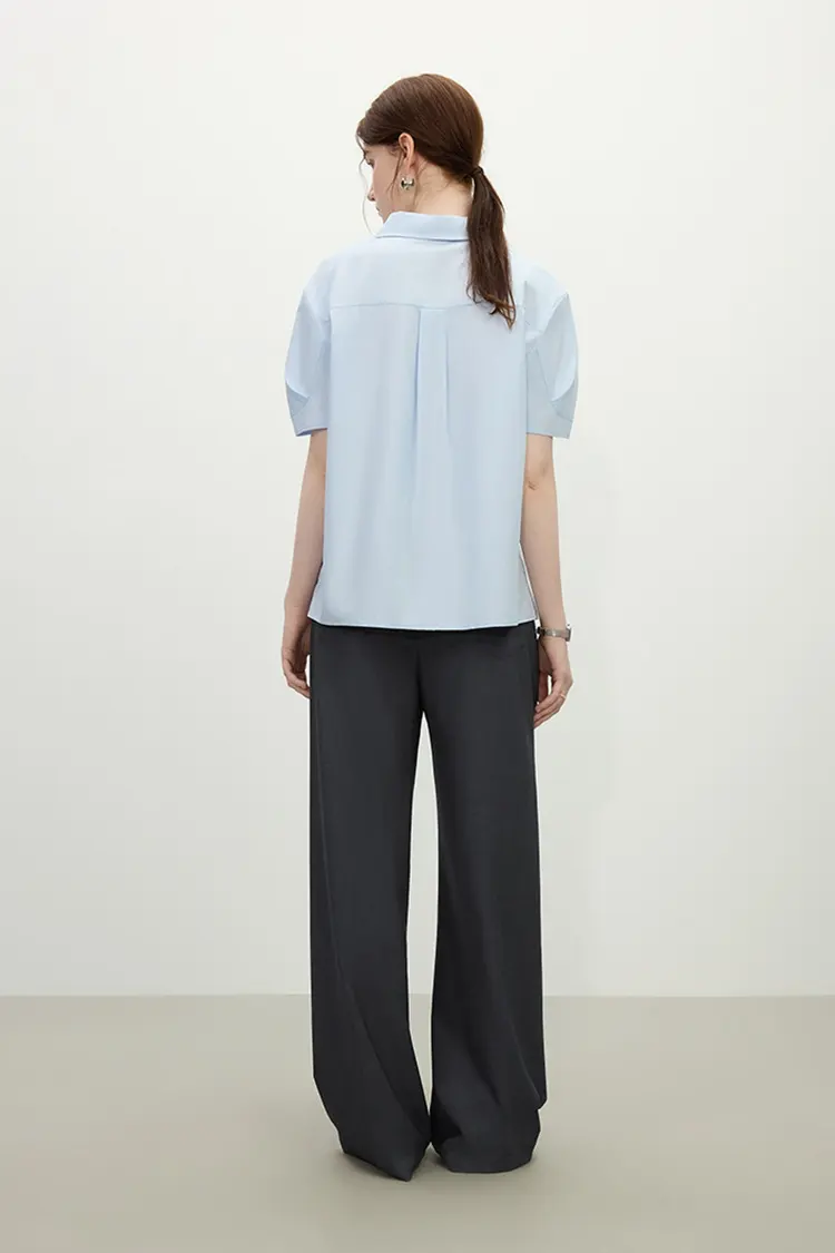 Women's Minimalist Office Short Sleeve Blouse