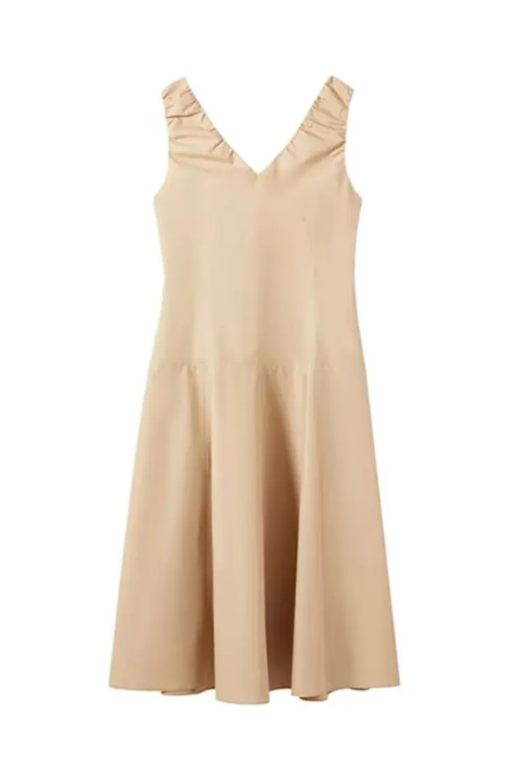 Đầm kaki cổ chữ V không tay công sở mới dành cho nữ